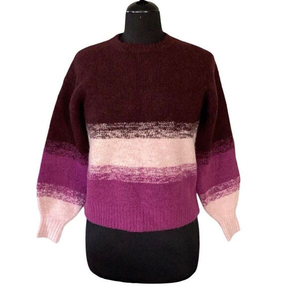 NWT UGG Alessa Crewneck Wool Sweater Women’s XS Rosewood Colorblock - Picture 2 of 8